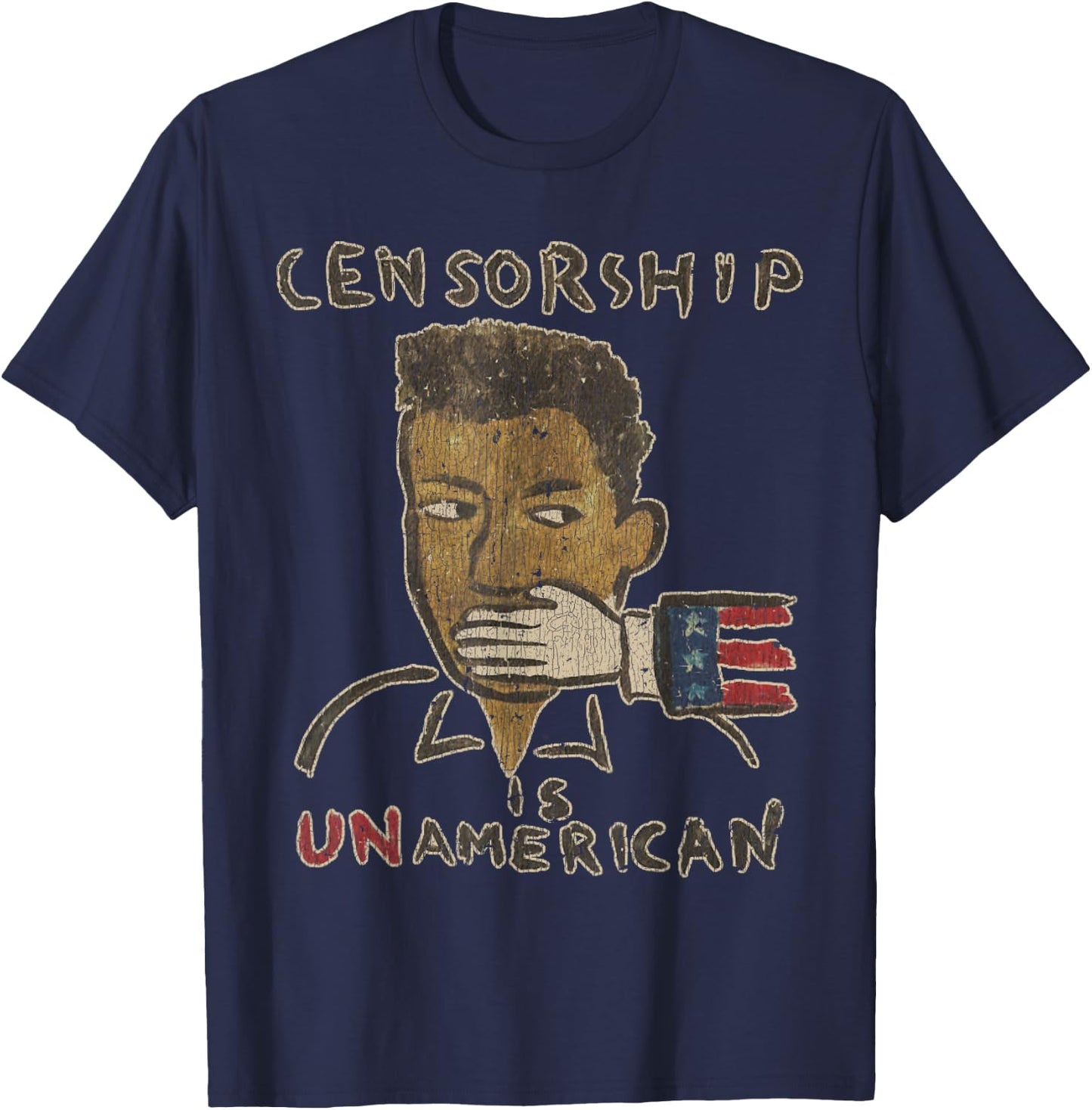 Vintage Censorship Is Un American 1990 T-Shirt - T-Shirt | Navy