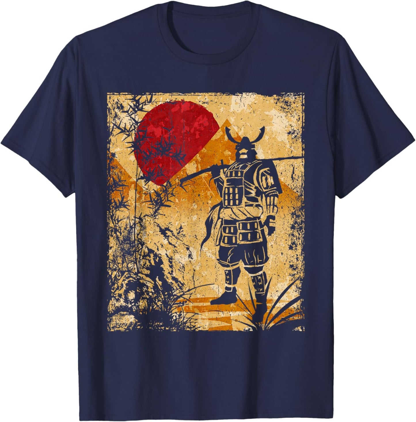Samurai Japanese Art Vintage Fighter Retro T-Shirt - T-Shirt | Navy