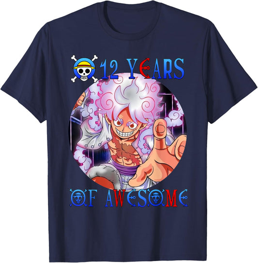 12 Years Of Awesome 12th Birthday Anime Birthday Theme T-Shirt - T-Shirt | Navy