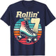 Roller Skating 7th Birthday Party Girls Boys Rollin into 7 T-Shirt - T-Shirt | Navy