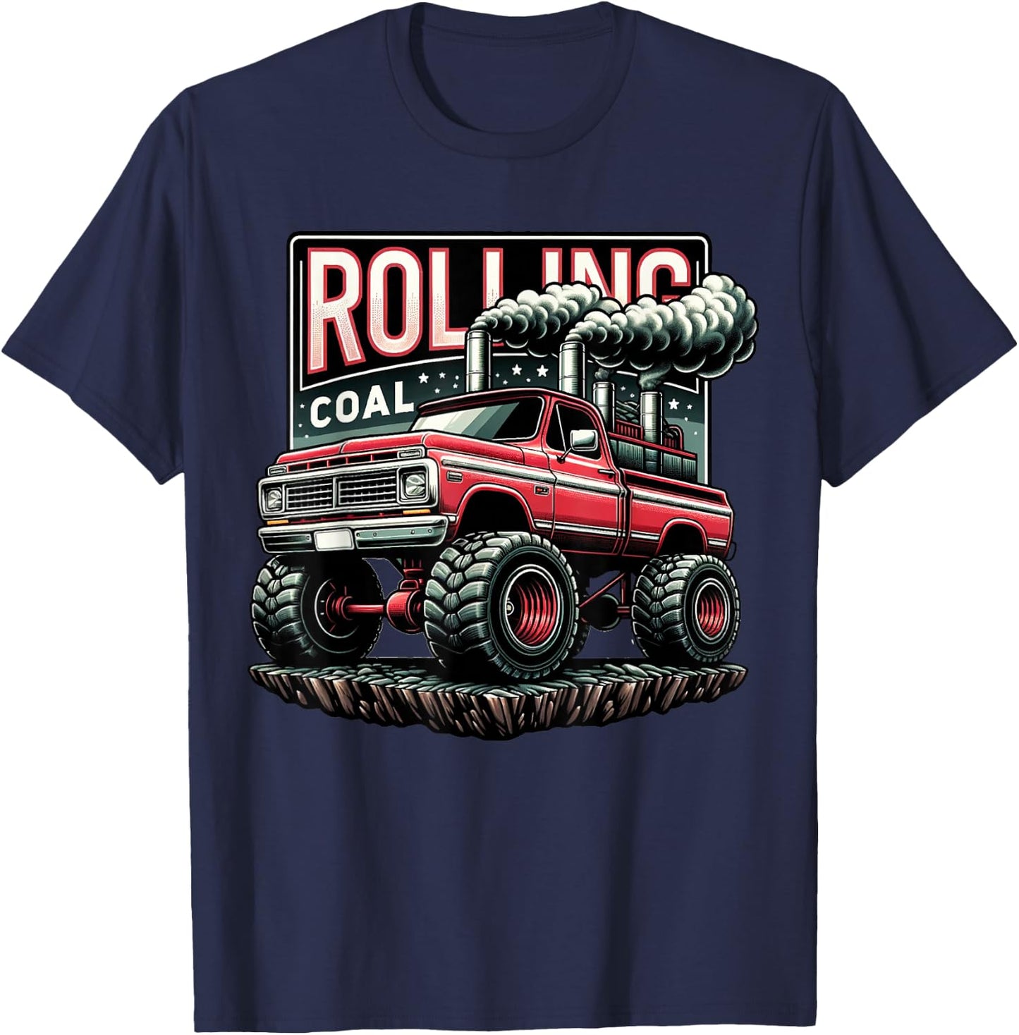 Rolling Coal Vintage Truck Turbo Brothers Mechanic Gift T-Shirt - T-Shirt | Navy