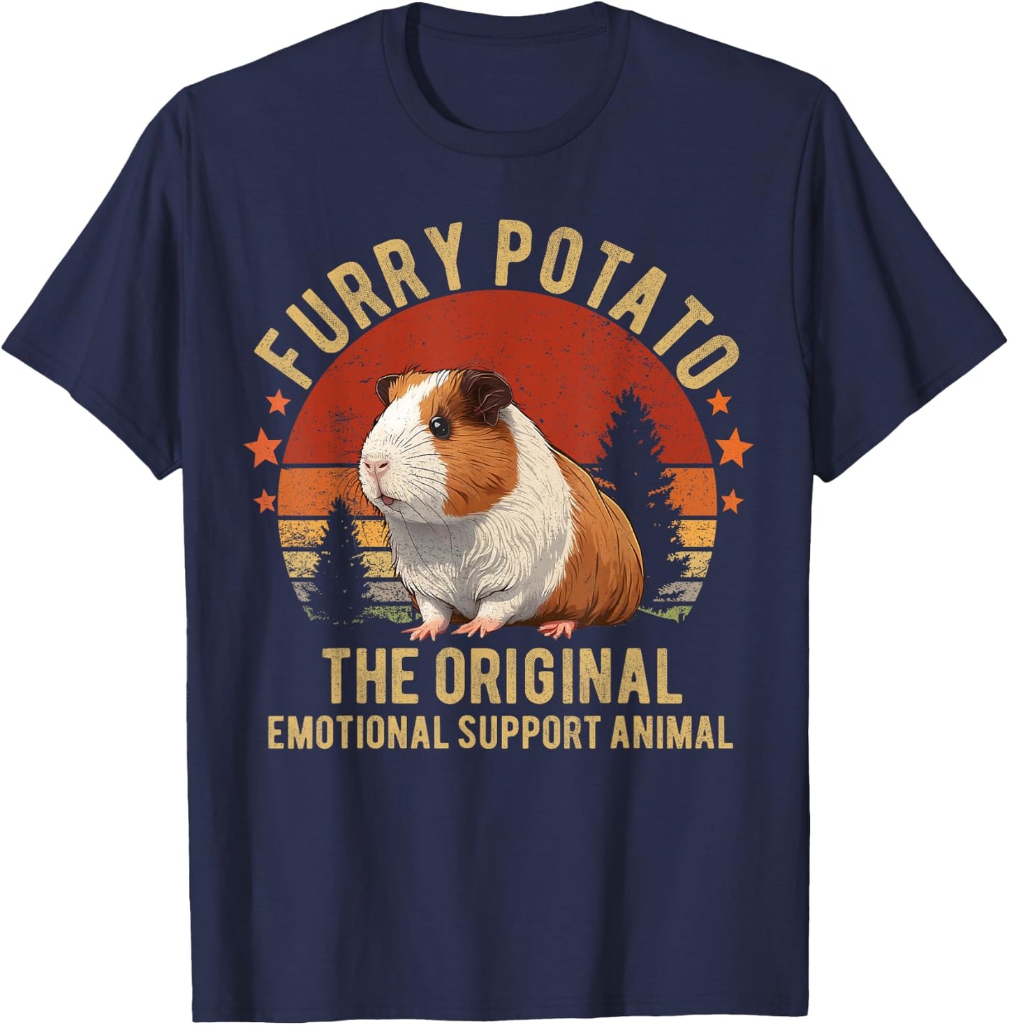 Retro Guinea Pig Shirt Furry Potato Vintage Guinea Pig Funny T-Shirt - T-Shirt | Navy
