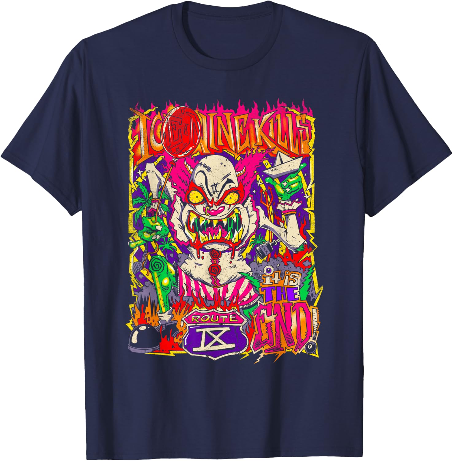 Ice Nine Kills – Zombie Clown T-Shirt - T-Shirt | Navy