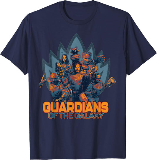 Marvel Guardians of the Galaxy Volume 3 Team with Crest T-Shirt - T-Shirt | Navy