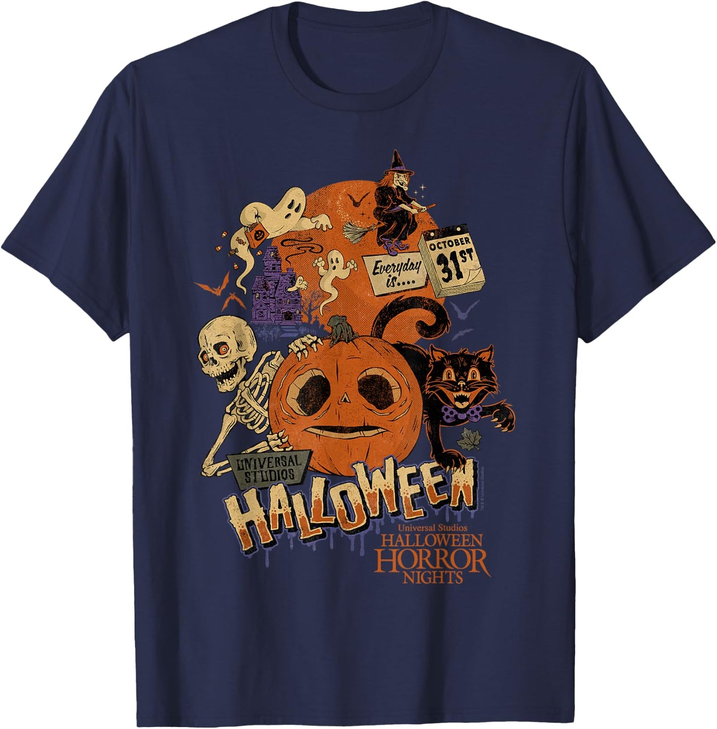 Halloween Horror Nights Lil Boo Pumpkin T-Shirt - T-Shirt | Navy