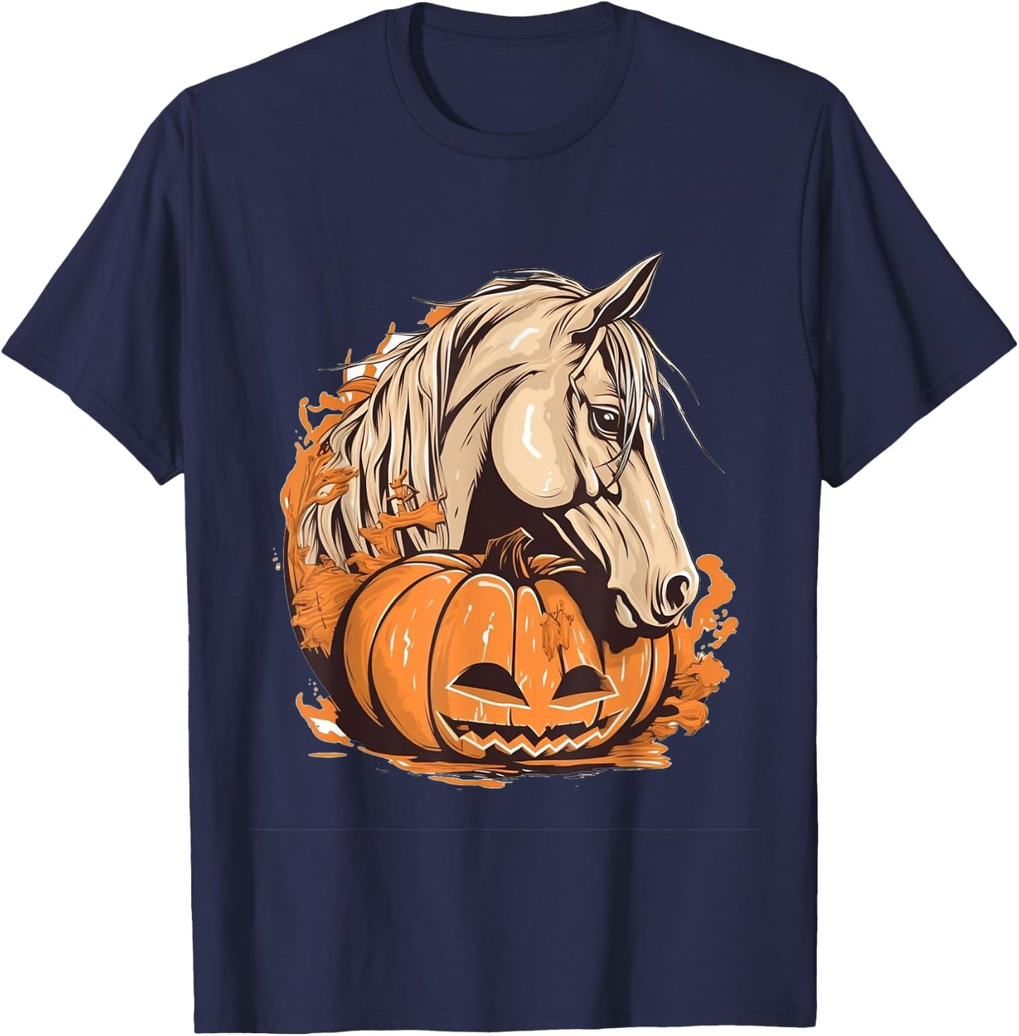 Horse Pumpkin Halloween Costume Horseback Riding Equestrian T-Shirt - T-Shirt | Navy