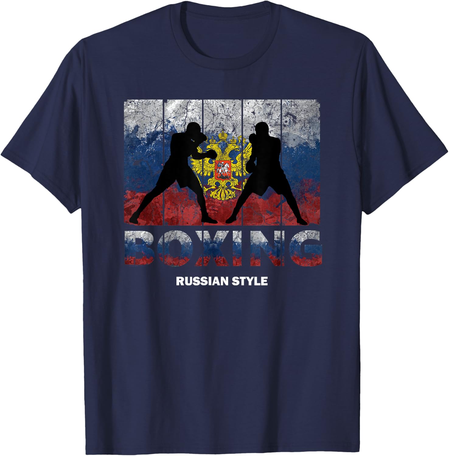 Russian Vintage style boxing Great Boxing Russia T-Shirt - T-Shirt | Navy