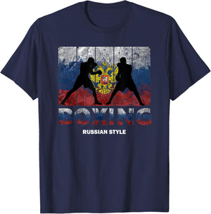 Russian Vintage style boxing Great Boxing Russia T-Shirt - T-Shirt | Navy