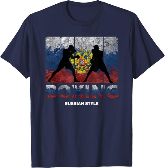 Russian Vintage style boxing Great Boxing Russia T-Shirt - T-Shirt | Navy