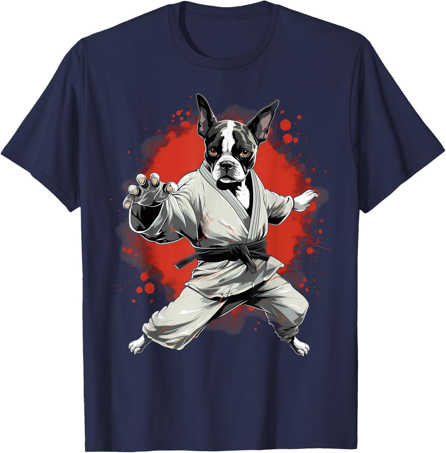 MMA Boston Terrier Dog Karate T-Shirt - T-Shirt | Navy