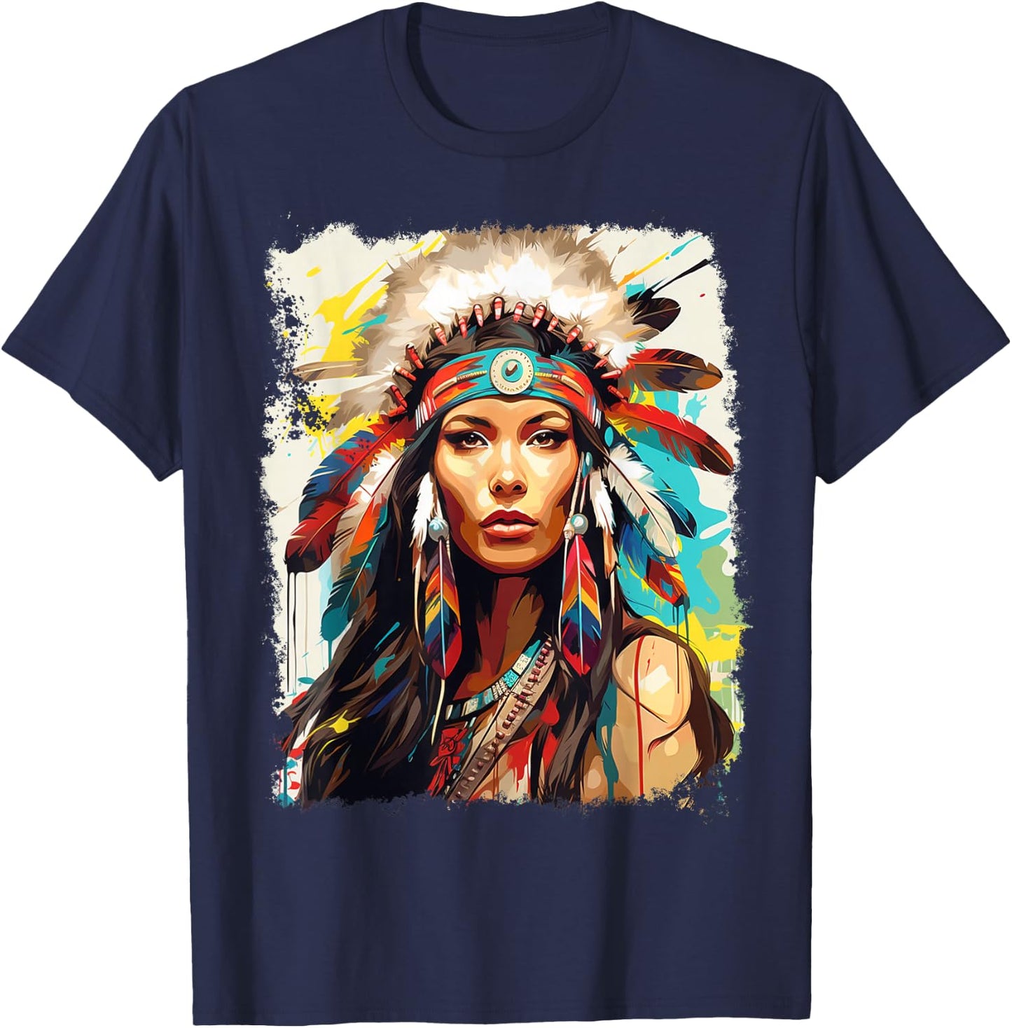 Native Indian Women T-Shirt - T-Shirt | Navy