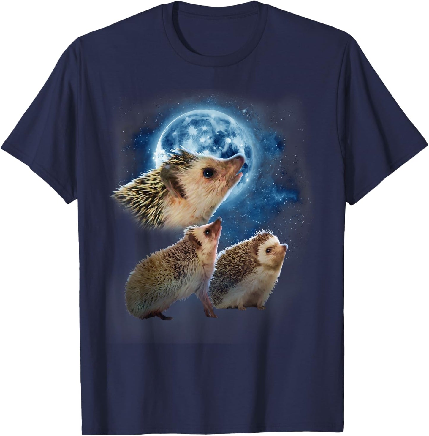 Funny Hedgehog Shirt - Hedgehogs Howling at the Moon T-Shirt - T-Shirt | Navy