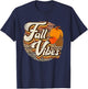 Retro Groovy Fall Vibes Leopard Thanksgiving Autumn T-Shirt - T-Shirt | Navy