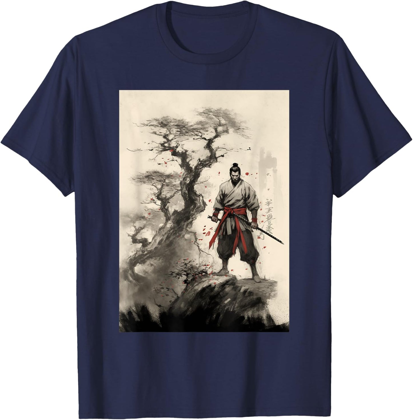 Samurai's Triumph Over the Great Dragon - Bushido Spirit T-Shirt - T-Shirt | Navy