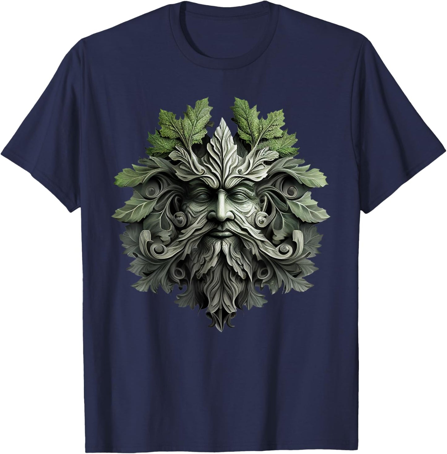 Green Man Botanical Greenman Women Kids Gardeners T-Shirt - T-Shirt | Navy