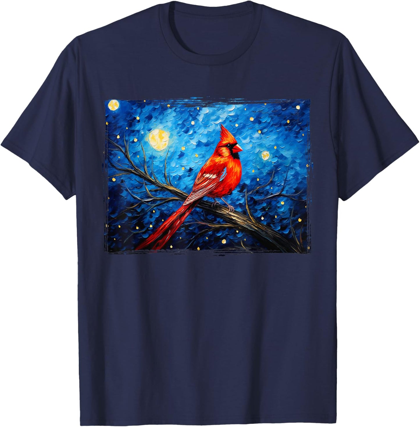 Red Cardinal Bird Flower North Carolina Virginia T-Shirt - T-Shirt | Navy