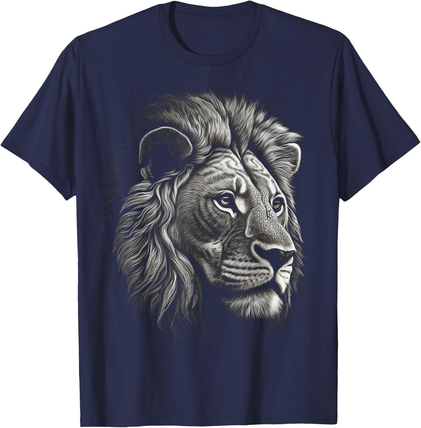 Lion in White - Animal Lion T-Shirt - T-Shirt | Navy