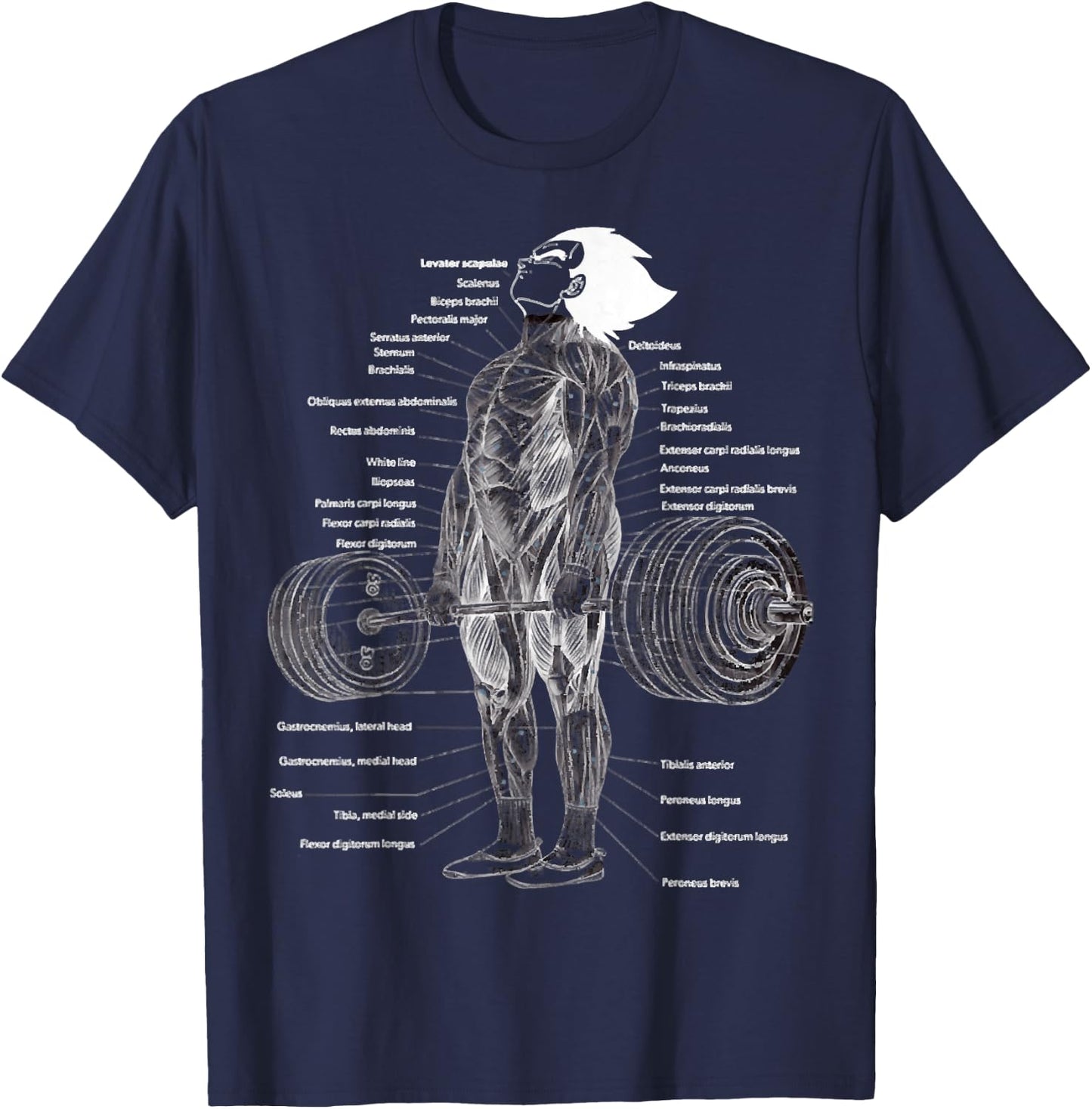 Anime Muscle Anatomy Chart Gym And Workout Motivation Outfit T-Shirt - T-Shirt | Navy