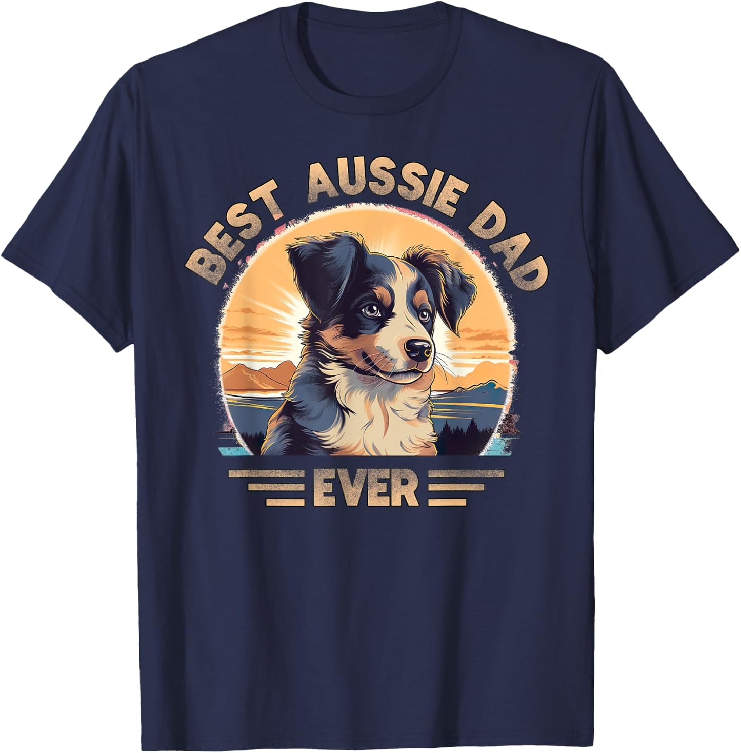 Aussie DAD Australian Shepherd T-Shirt - T-Shirt | Navy