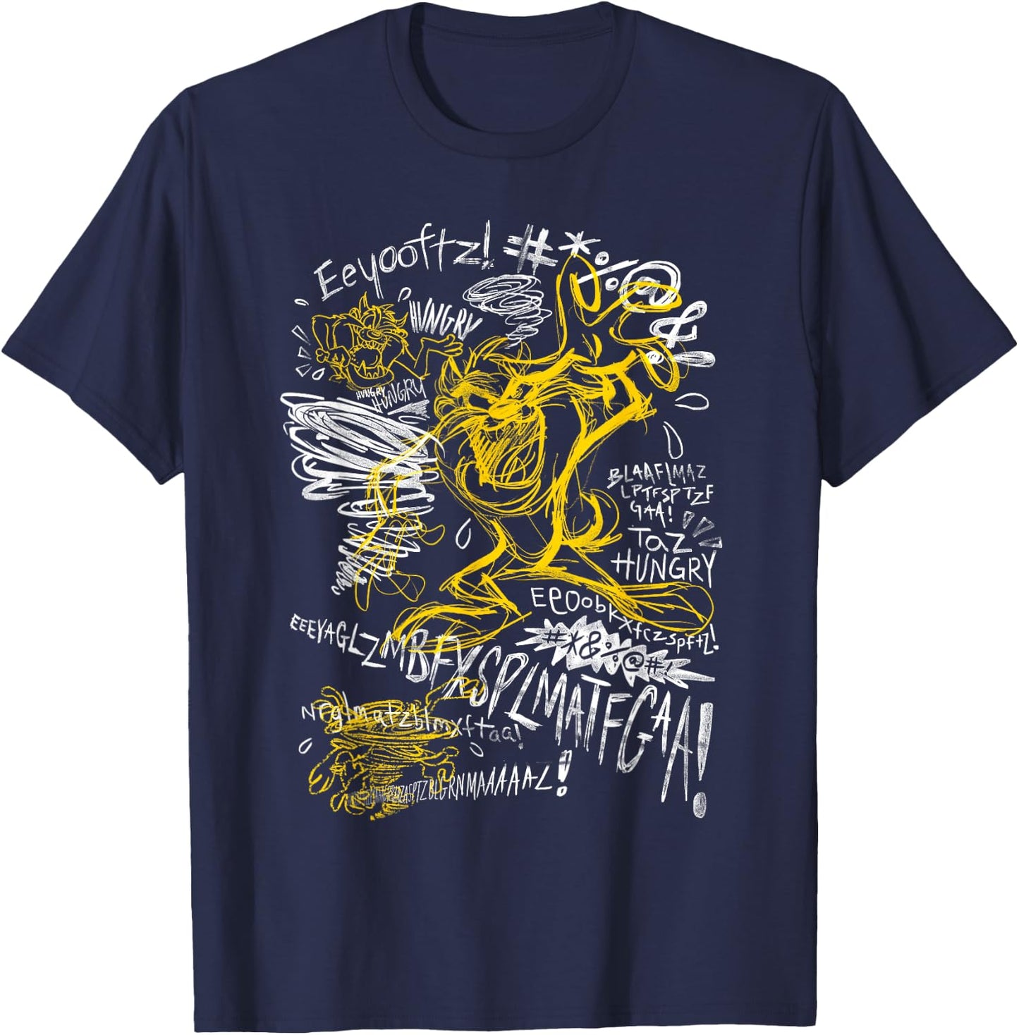 Tasmanian Devil Sketch Scribble Taz T-Shirt - T-Shirt | Navy
