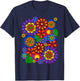 Colorful Rainbow Retro Flower Power Art T-Shirt - T-Shirt | Navy