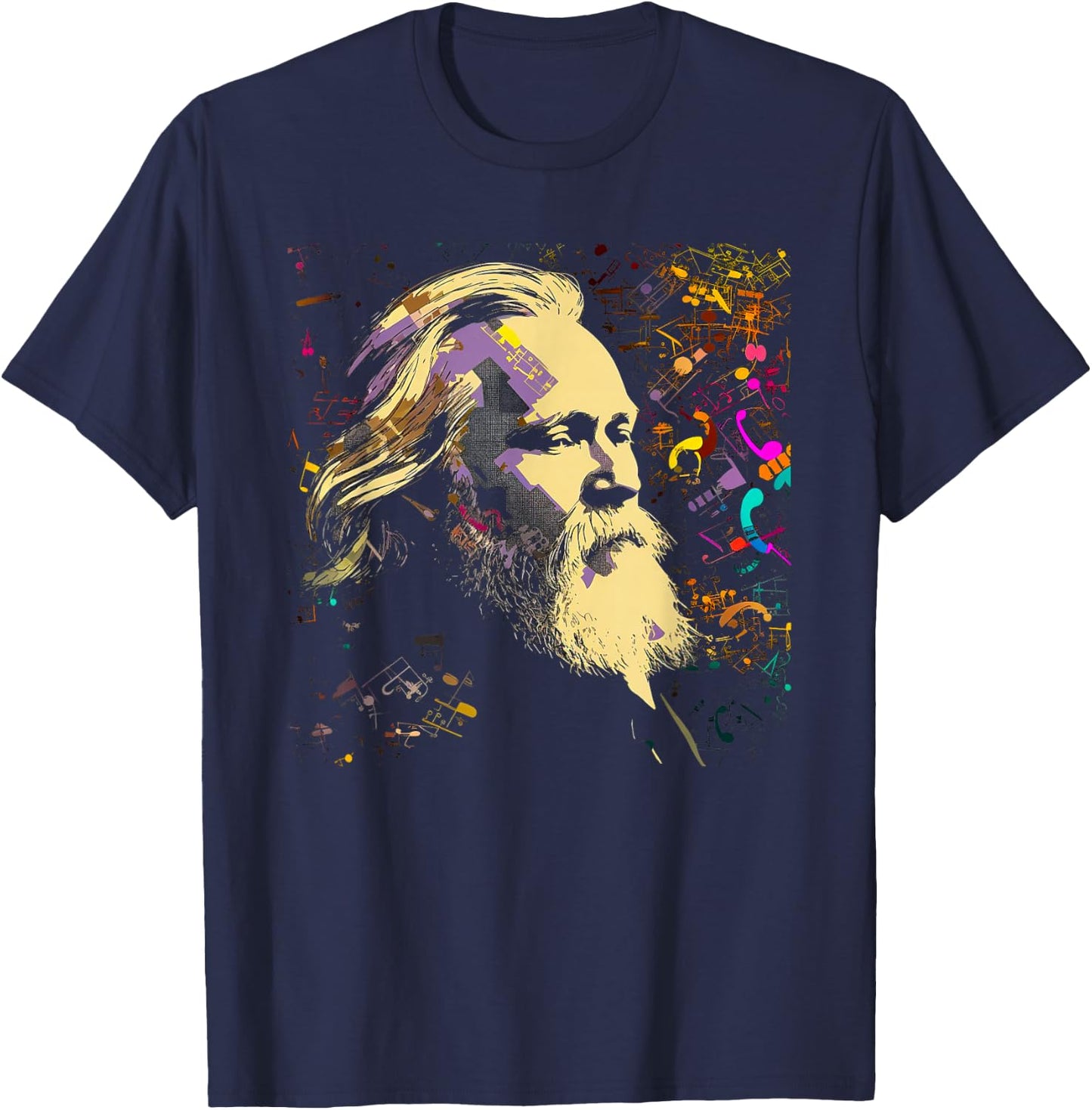 Pop Art Johannes Brahms Music Composer Piano T-Shirt - T-Shirt | Navy