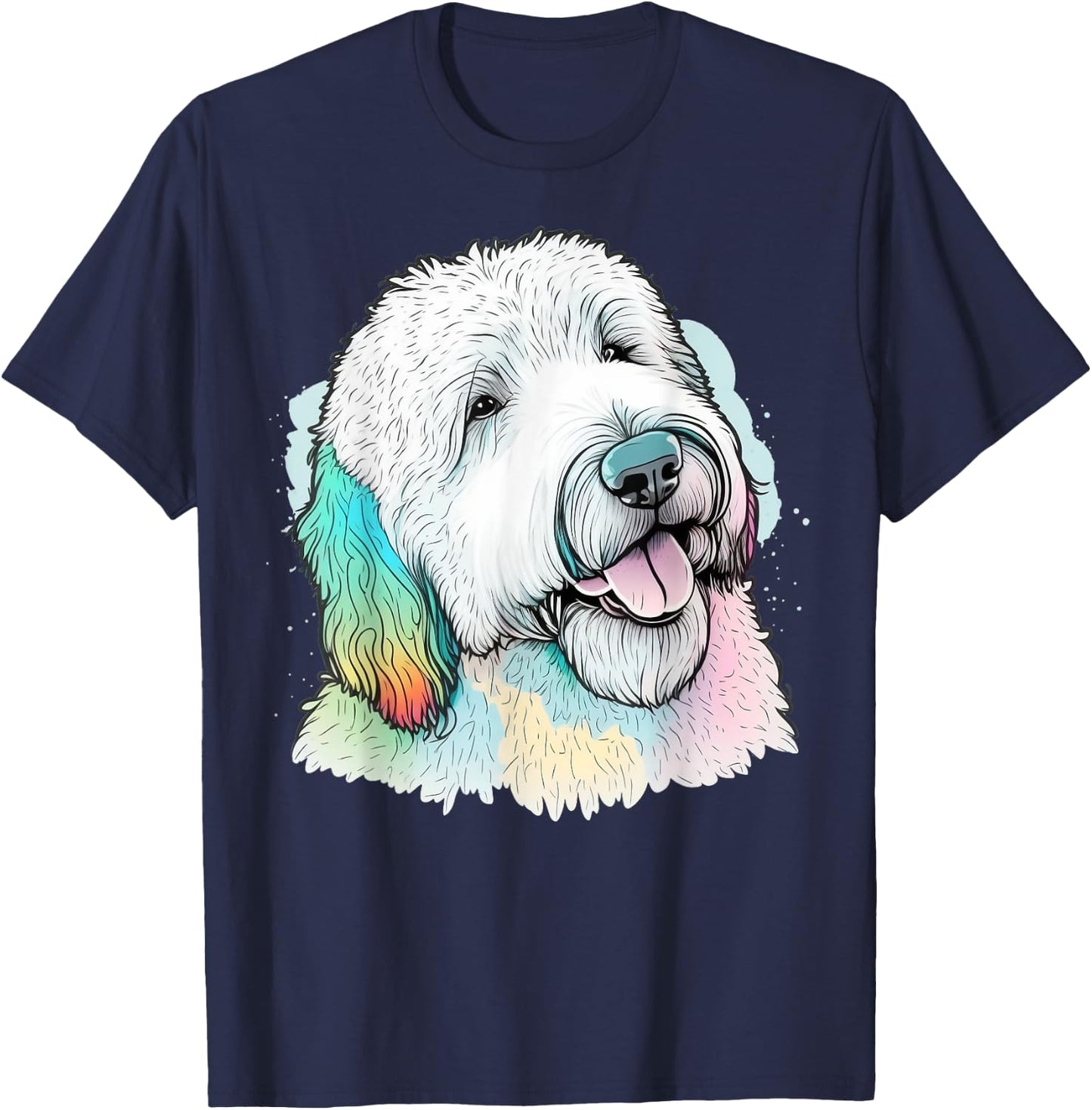 Cute Old English Sheepdog Dog on Bobtail Lover Men Women Kids T-Shirt - T-Shirt | Navy