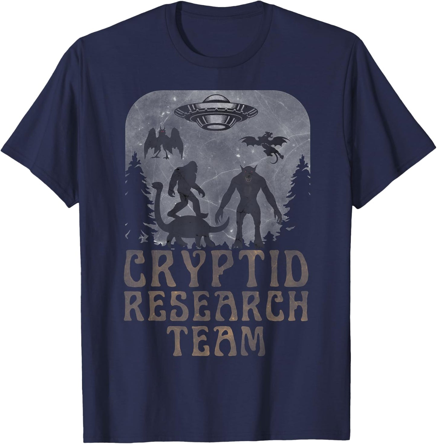 CRYPTID RESEARCH TEAM - Bigfoot Dogman Mothman Alien UFO T-Shirt - T-Shirt | Navy