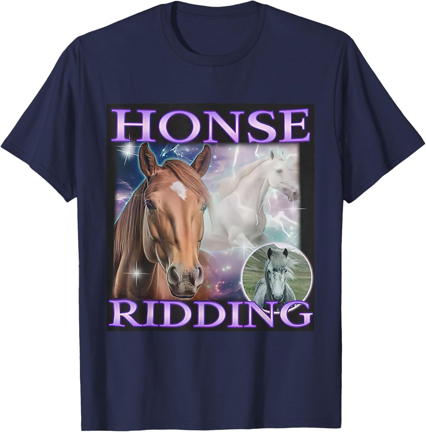 Honse Ridding Funny Horse Meme Women T-Shirt - T-Shirt | Navy