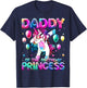 Daddy of the Birthday Princess Girl Dabbing Unicorn Daddy T-Shirt - T-Shirt | Navy