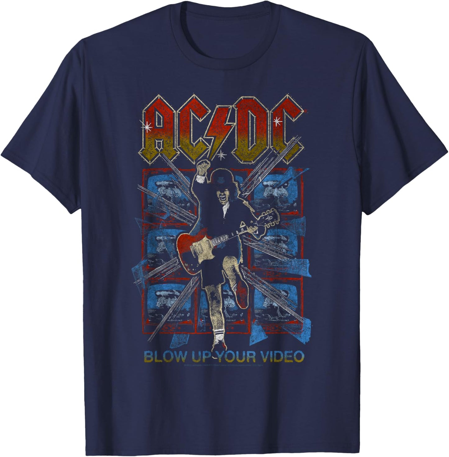 Official AC/DC Blow Up Your Video Album Rock Band Music Logo T-Shirt - T-Shirt | Navy
