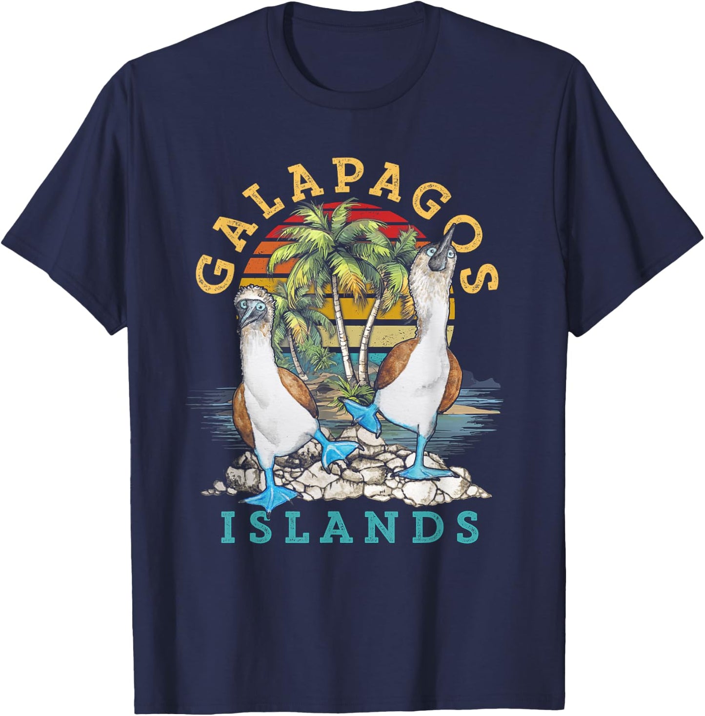 Seabirds Blue-footed Booby Bird Galapagos Island Alaska T-Shirt - T-Shirt | Navy