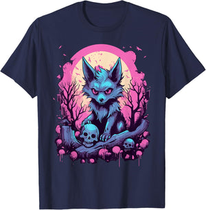 Wolf Pastel Goth Kawaii Cute Creepy Cool Stuff T-Shirt - T-Shirt | Navy