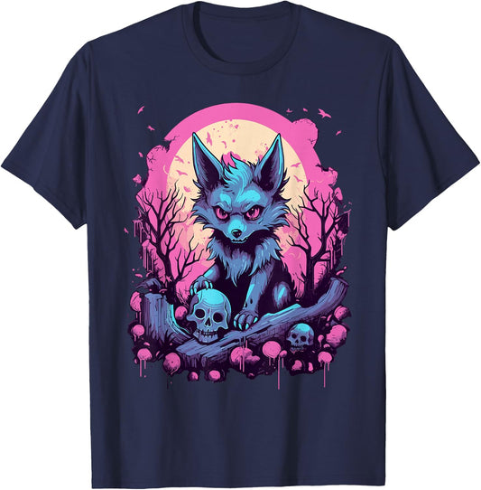 Wolf Pastel Goth Kawaii Cute Creepy Cool Stuff T-Shirt - T-Shirt | Navy