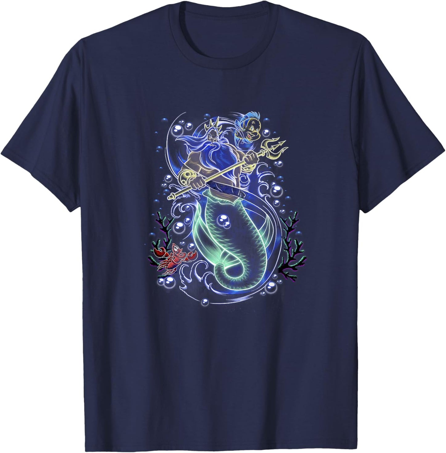 Disney The Little Mermaid King Triton Sea Storm T-Shirt - T-Shirt | Navy