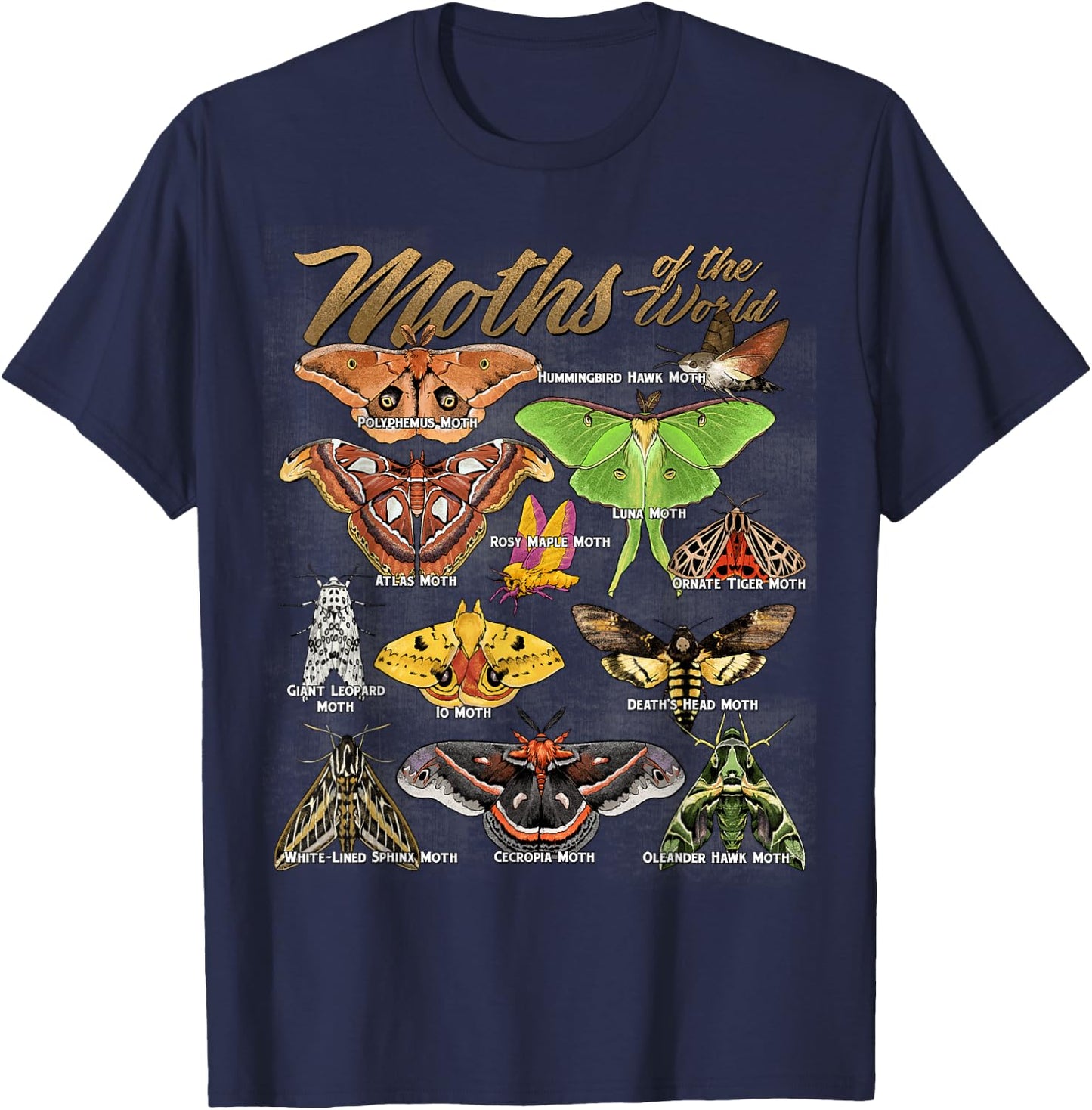 Moths Animals of The World Educational Insect Moth Lover T-Shirt - T-Shirt | Navy