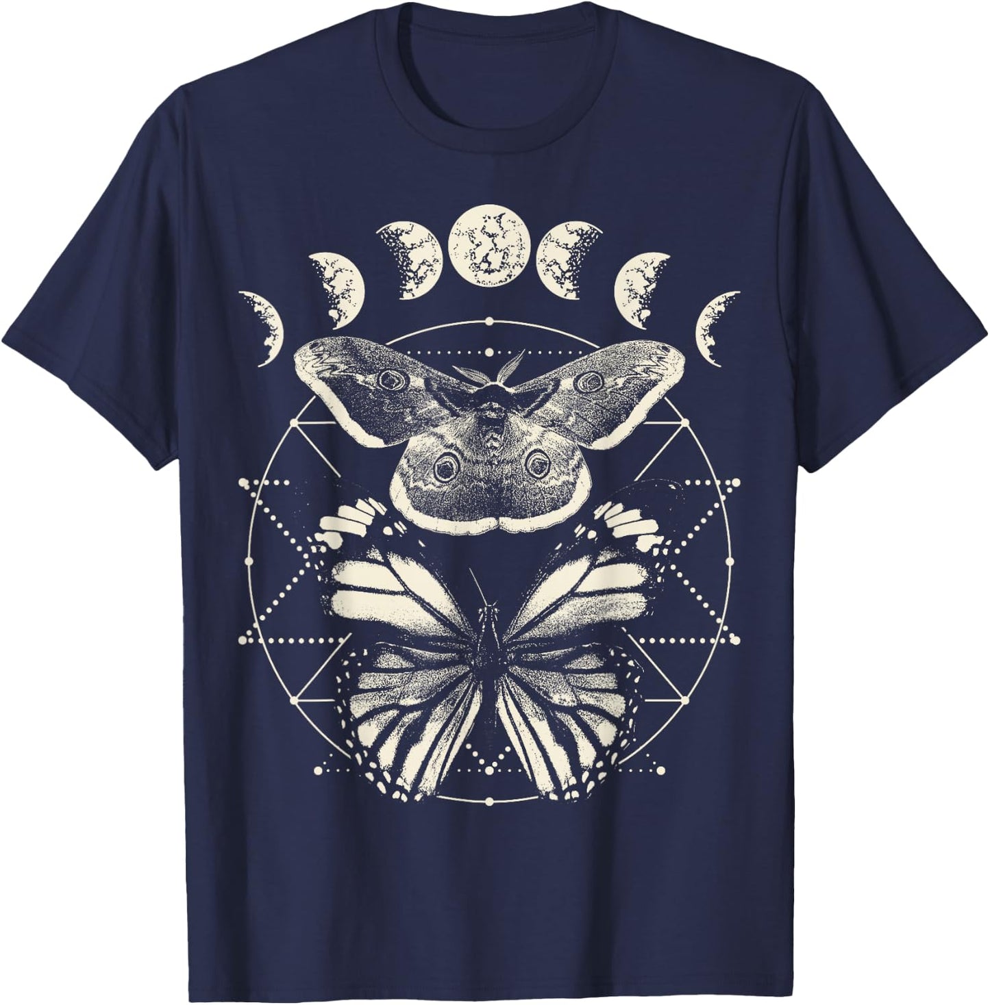 Witchcore Lepidoptera Butterfly Moth Insect Astronomy Lover T-Shirt - T-Shirt | Navy