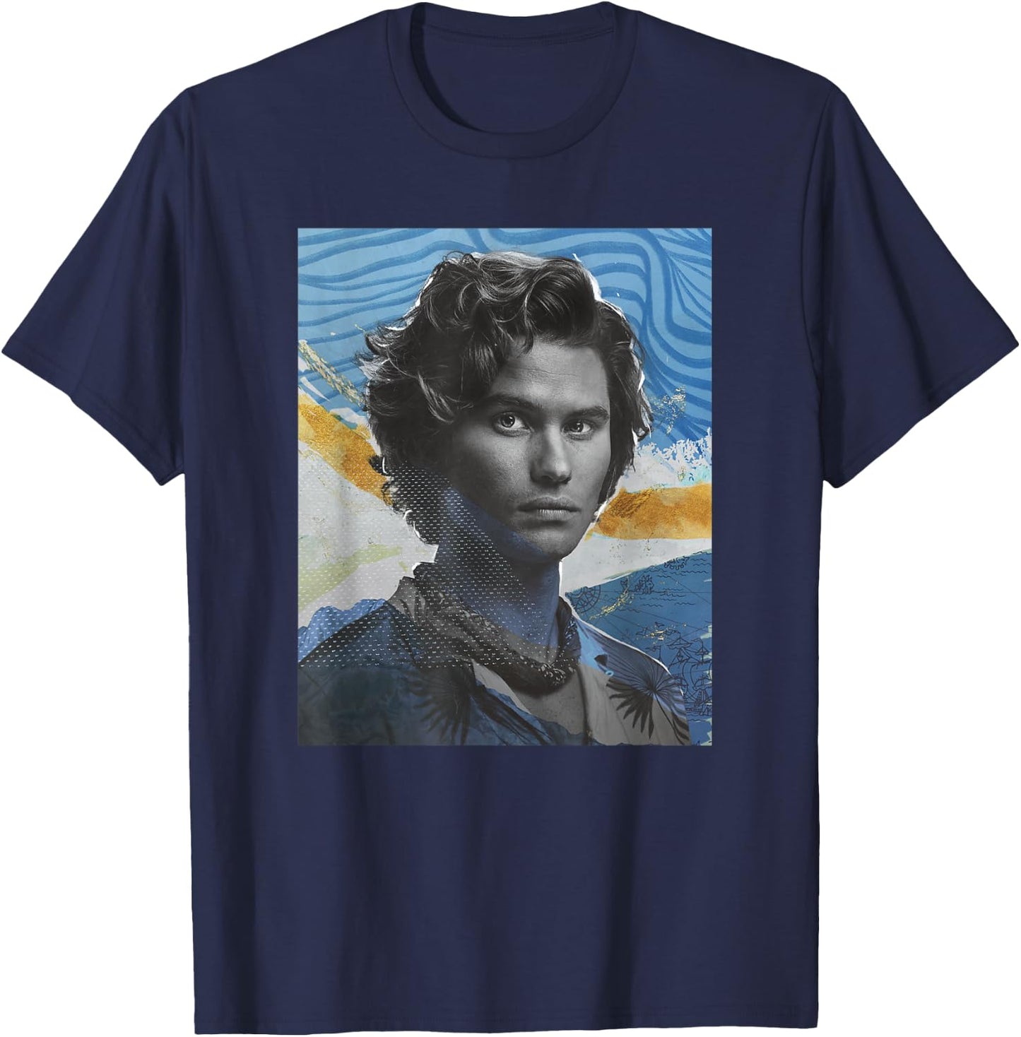 Outer Banks Season 3 John B Mixed Media Collage Portrait T-Shirt - T-Shirt | Navy