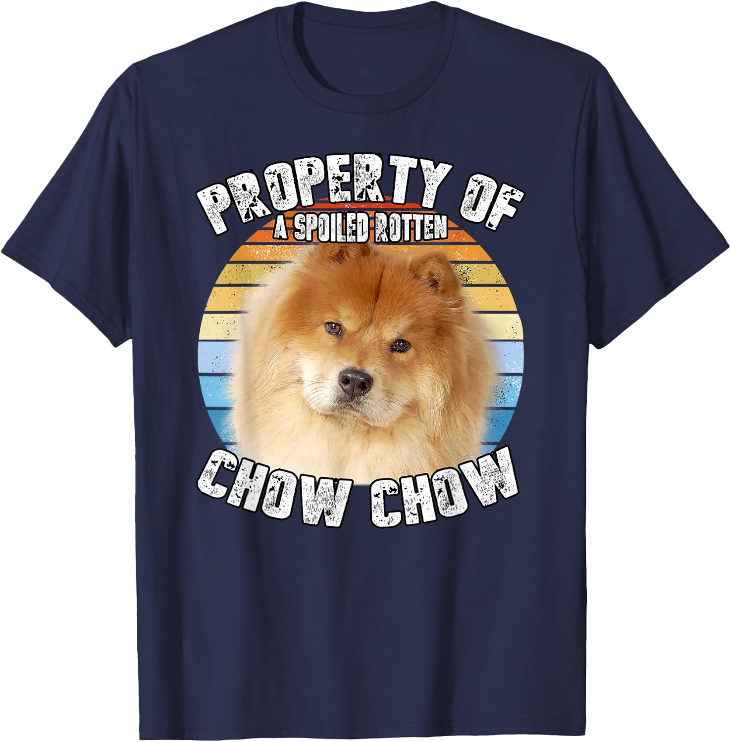 Chow Chow Red Retro Property Of T-Shirt - T-Shirt | Navy
