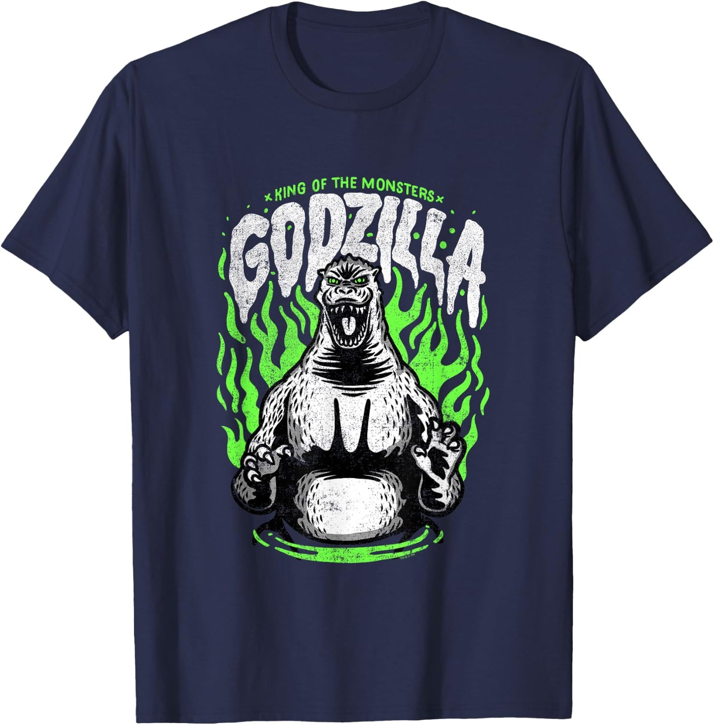 Godzilla Green Flames Edit T-Shirt - T-Shirt | Navy