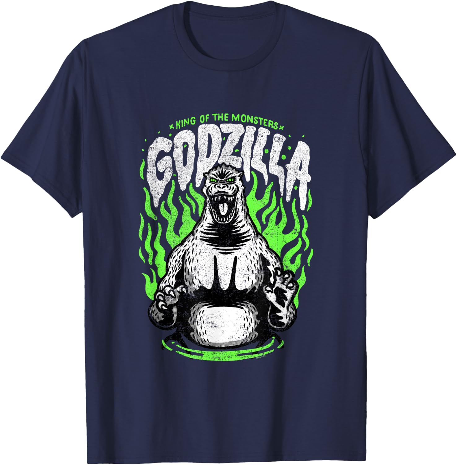 Godzilla Green Flames Edit T-Shirt - T-Shirt | Navy