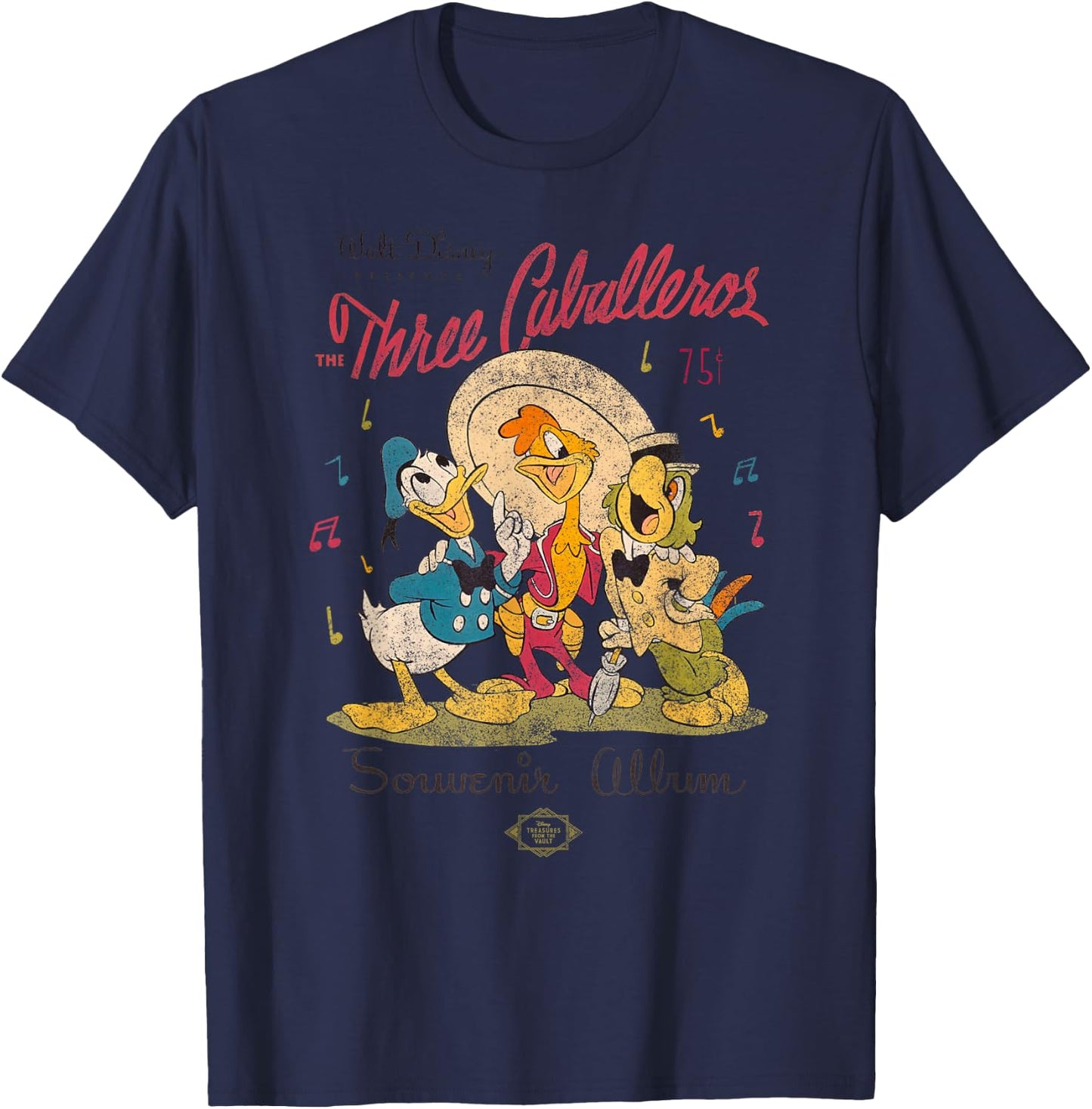 Disney The Three Caballeros Donald Duck Vintage Distressed Small T-Shirt - T-Shirt | Navy