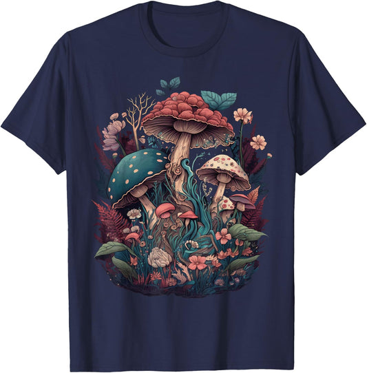 Fairy Grunge Fairycore Aesthetic Cottagecore Goth Mushroom T-Shirt - T-Shirt | Navy