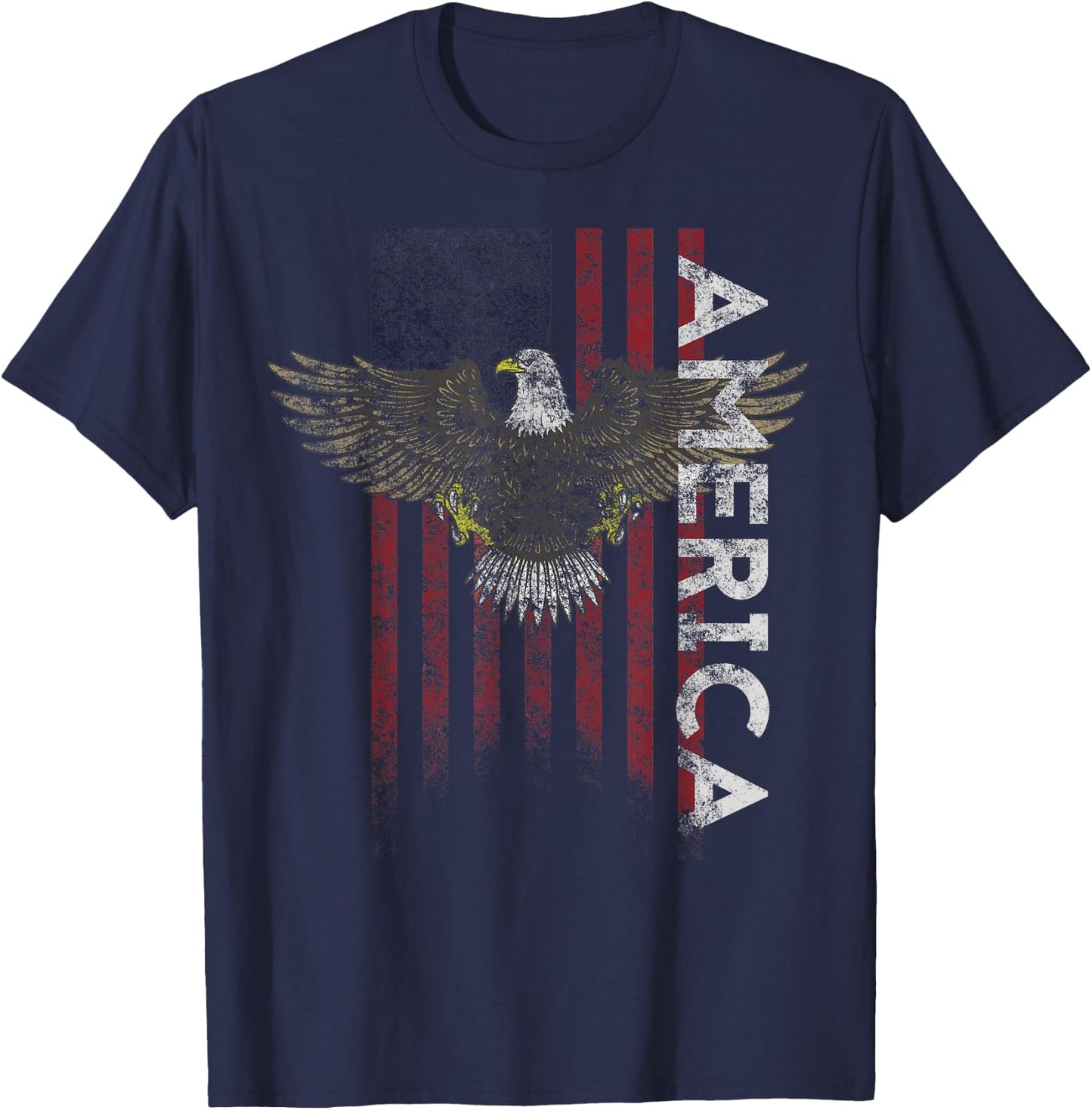 Distressed American Flag Vintage USA Flags Men Women America T-Shirt - T-Shirt | Navy
