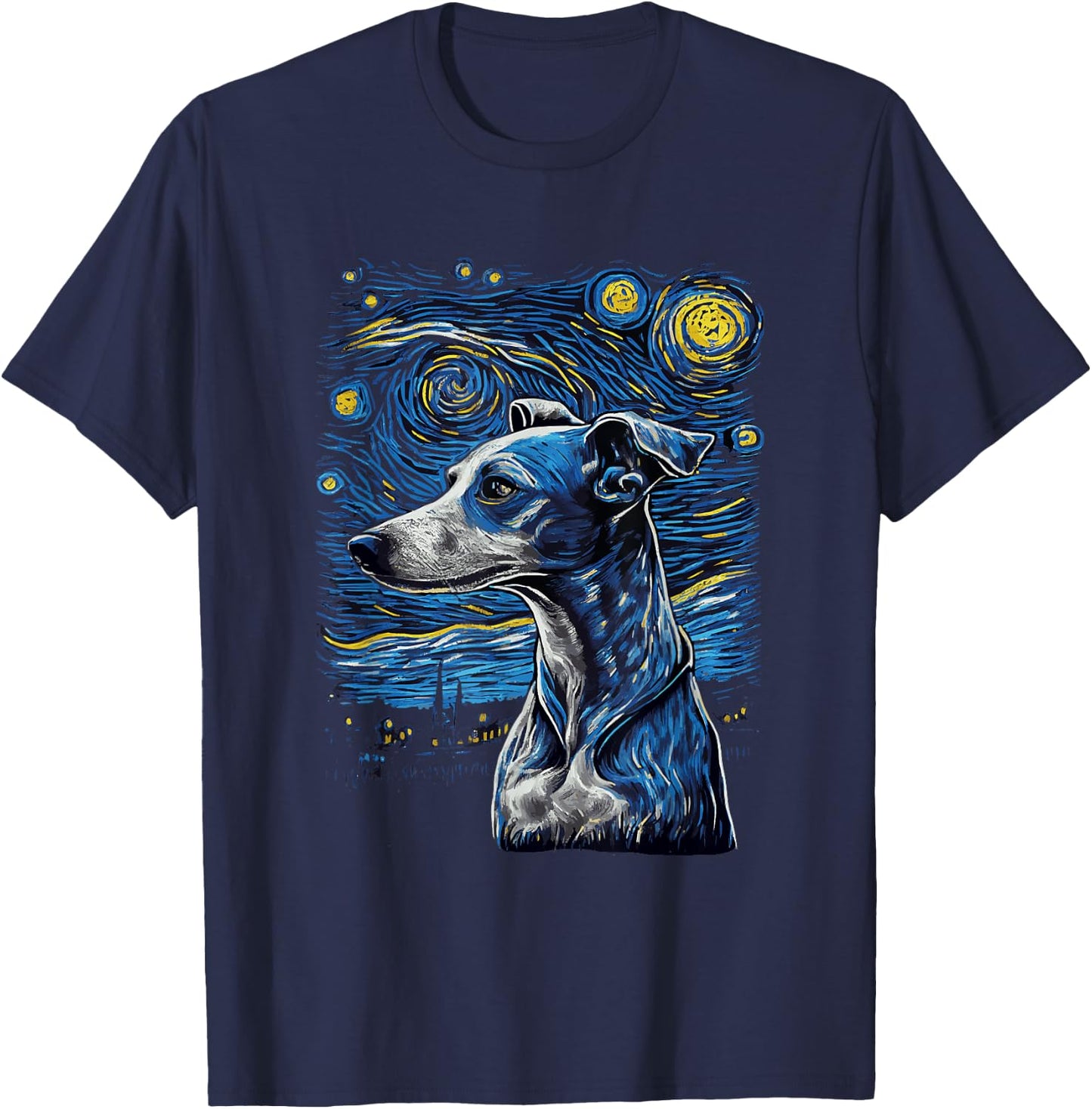 Greyhound Starry Night Galgo Espanol T-Shirt - T-Shirt | Navy