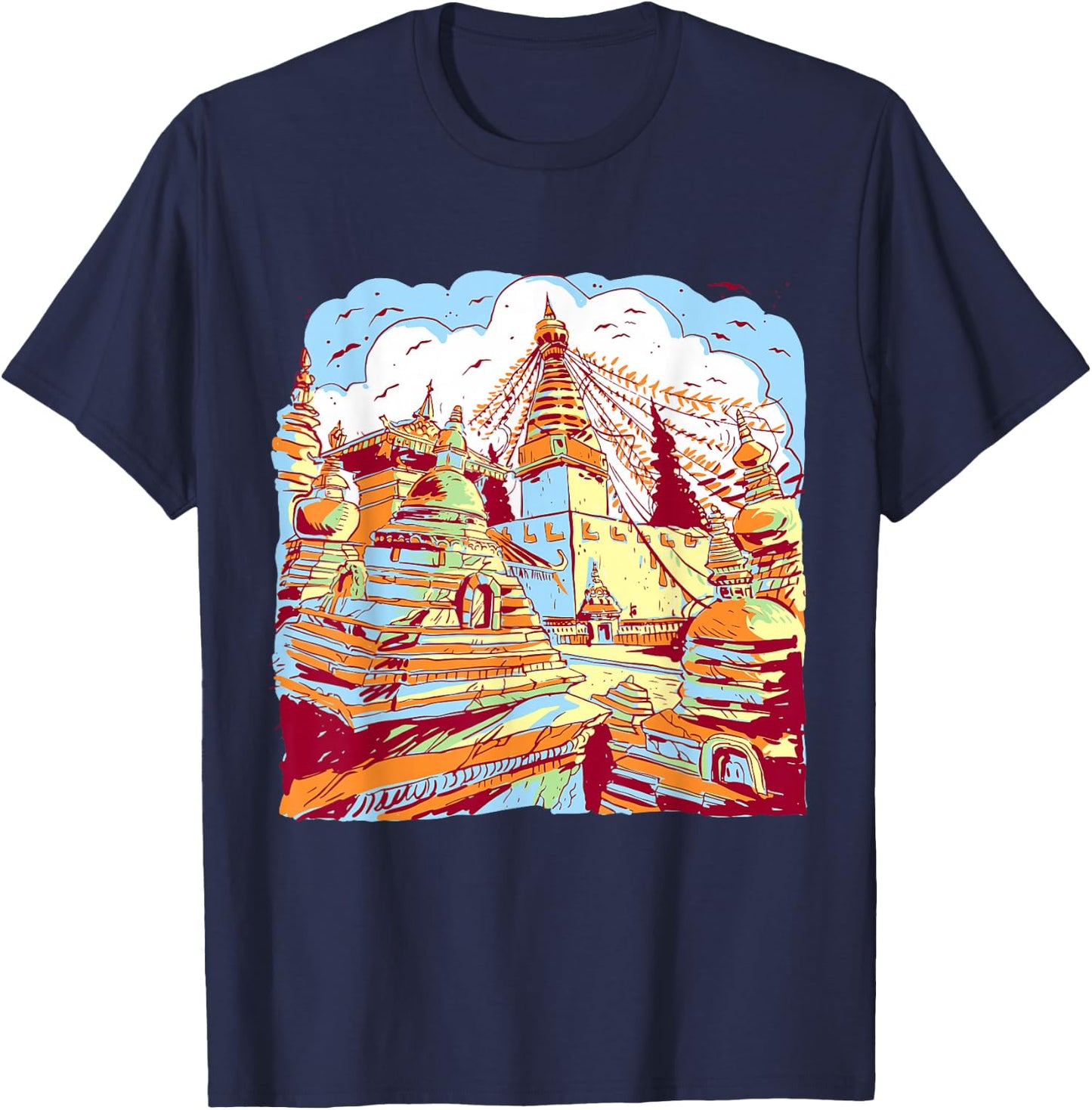 Nepal Himalaya Mountains Picture City Kathmandu T-Shirt - T-Shirt | Navy