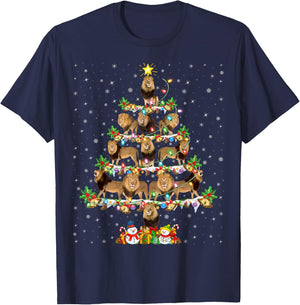 Lion Xmas Lighting Santa Lion Christmas Tree T-Shirt - T-Shirt | Navy