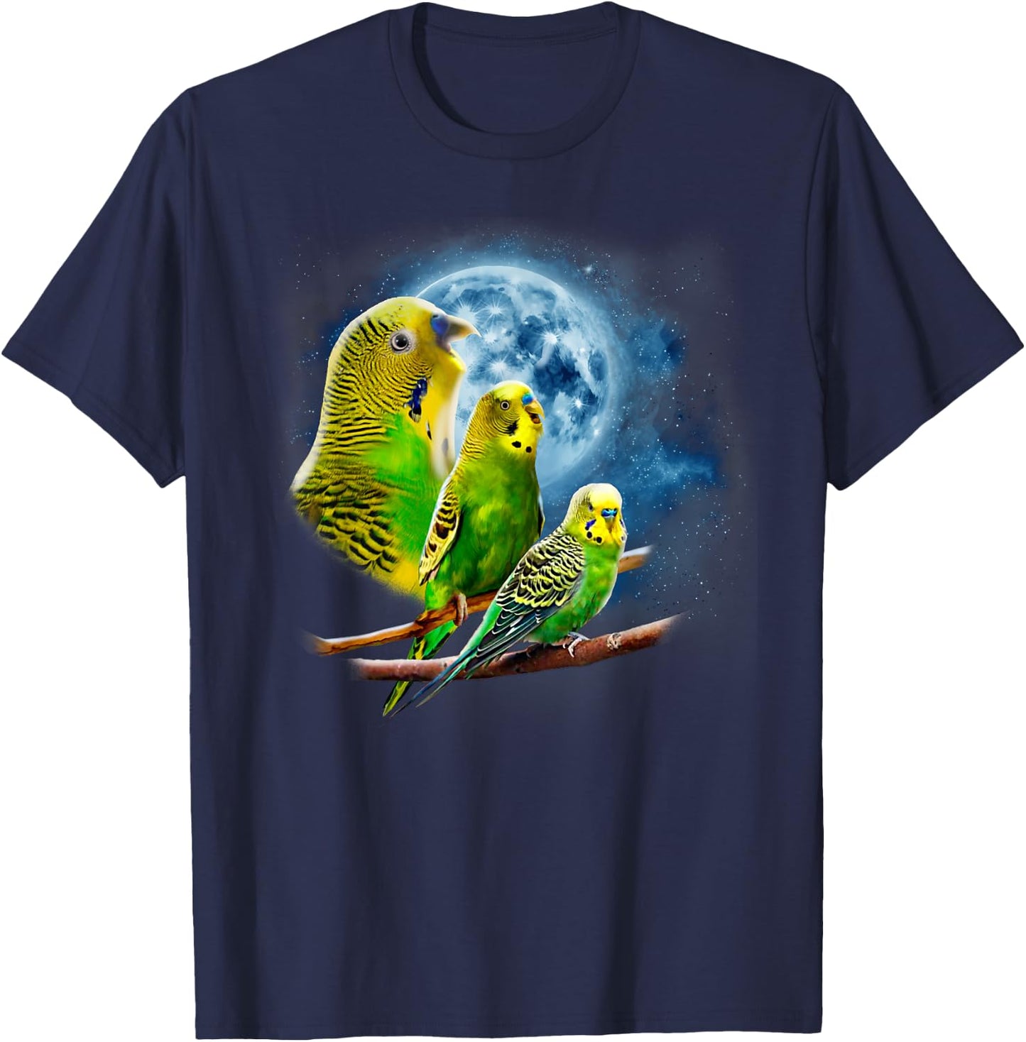 Howling at the Moon Shirt - Parakeet Shirt - Parakeet Budgie T-Shirt - T-Shirt | Navy