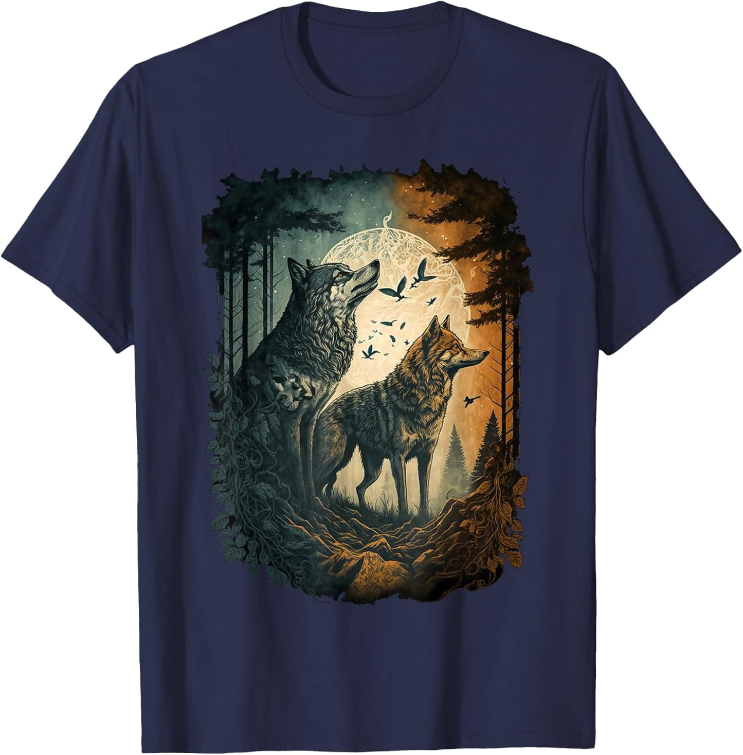 Wolf Moon & Women T-Shirt - T-Shirt | Navy