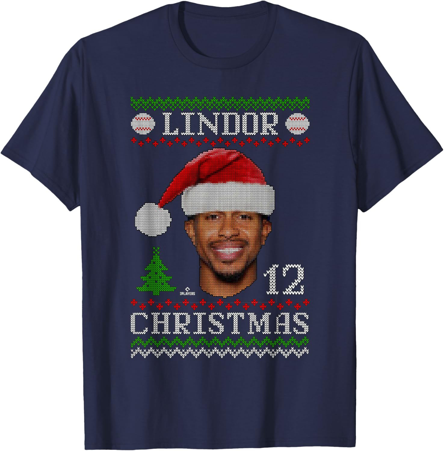 Francisco Lindor New York Baseball Christmas Sweater MLBPA T-Shirt - T-Shirt | Navy